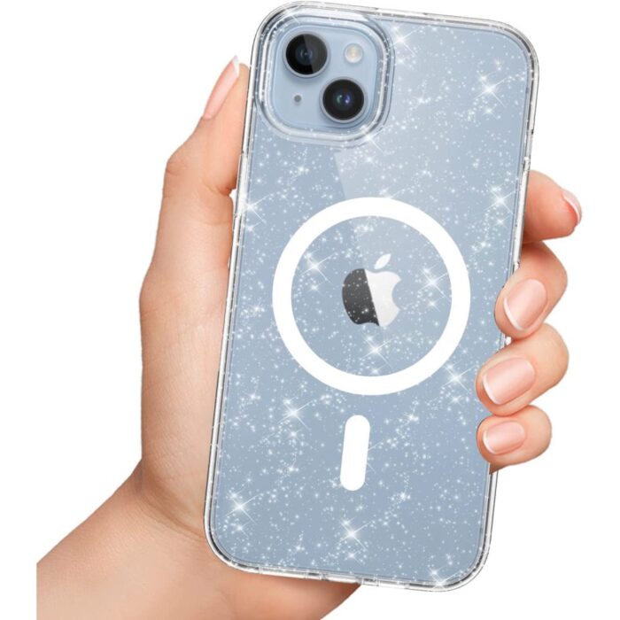 Калъф от Tech-Protect FlexAir Hybrid MagSafe iPhone 13/14 Case- Clear Glitter - Image 2