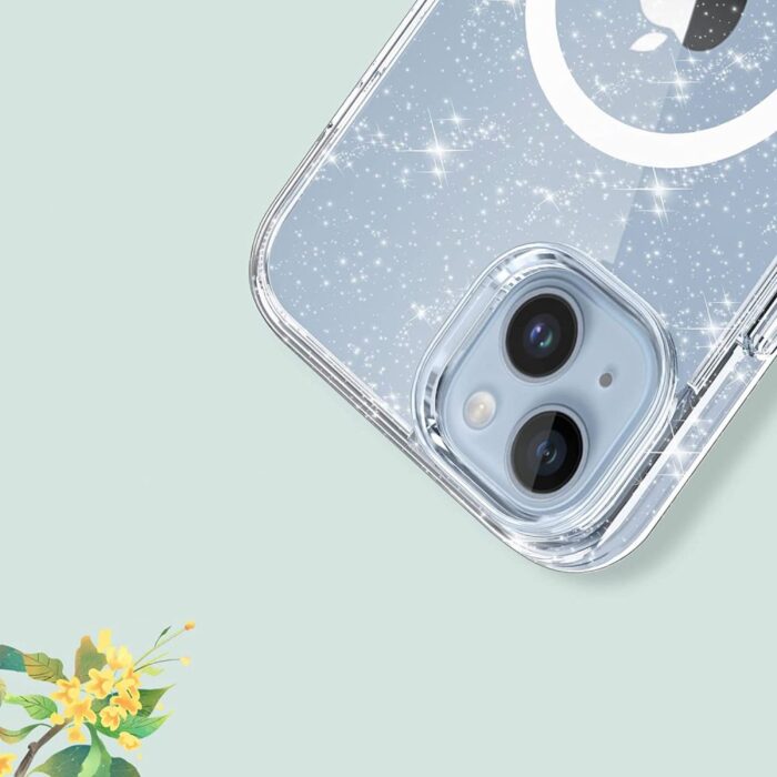 Калъф от Tech-Protect FlexAir Hybrid MagSafe iPhone 13/14 Case- Clear Glitter - Image 3