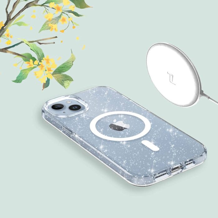 Калъф от Tech-Protect FlexAir Hybrid MagSafe iPhone 13/14 Case- Clear Glitter - Image 4