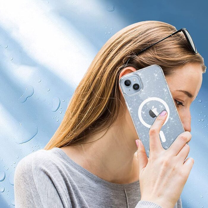 Калъф от Tech-Protect FlexAir Hybrid MagSafe iPhone 13/14 Case- Clear Glitter - Image 5