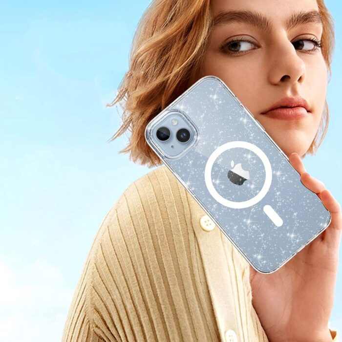 Калъф от Tech-Protect FlexAir Hybrid MagSafe iPhone 13/14 Case- Clear Glitter - Image 6