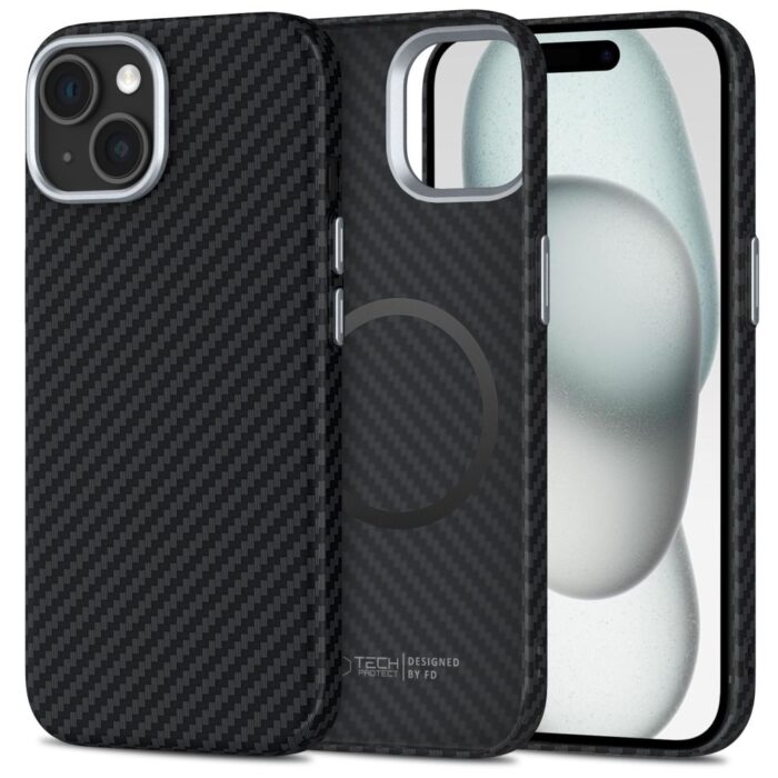 Калъф от Tech-Protect Ion Carbon MagSafe Casefor iPhone 15 - Black - Image 1