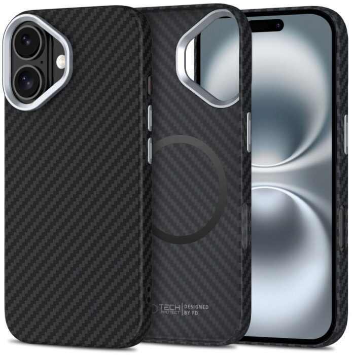 Калъф от Tech-Protect Ion Carbon MagSafe iPhone 16 Case -Black/Grey - Image 1