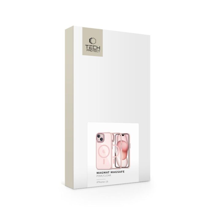 Калъф от Tech-Protect MagMat MagSafe за iPhone 15 Case - Clear Pink - Image 4