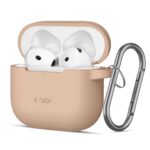Калъф от Tech-Protect Silicone HookCase за AirPods 4 - Beige
