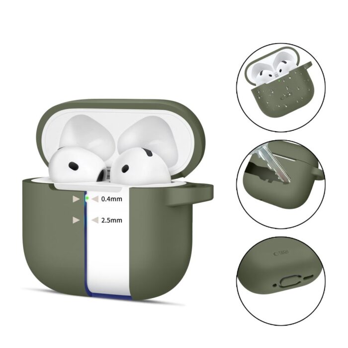 Калъф от Tech-Protect Silicone HookCase за AirPods 4 - Green - Image 2