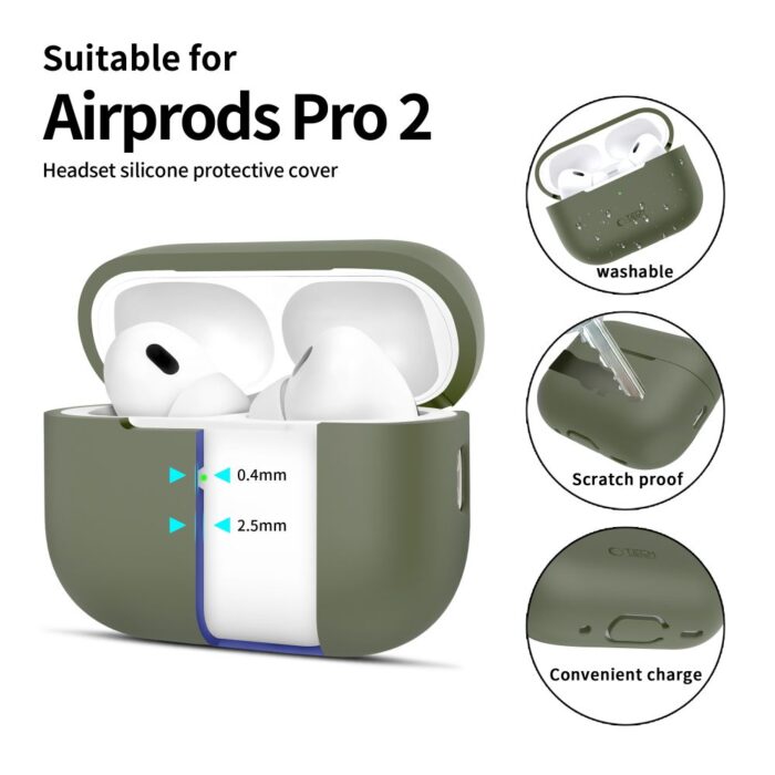 Калъф от Tech-ProtectSilicone Case за Apple AirPods Pro1 / 2 - Green - Image 2