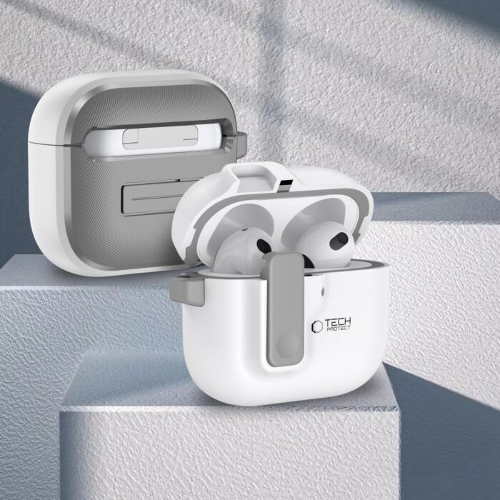 Калъф от Tech-Protect Slim Hook Case за AirPods 4 - White - Image 3